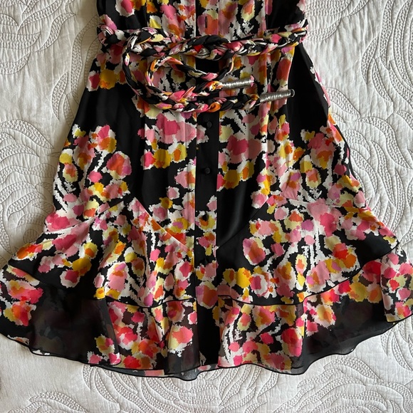 DYVNA - Print Silk Shirtdress in Pink Floral Bouquet - Picture 8 of 15